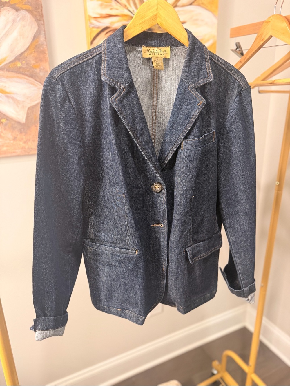 Peck & Peck Dark Blue Denim Blazer Jacket